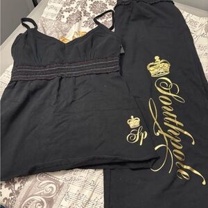 South Pole Black and Gold Women's Pajama Set